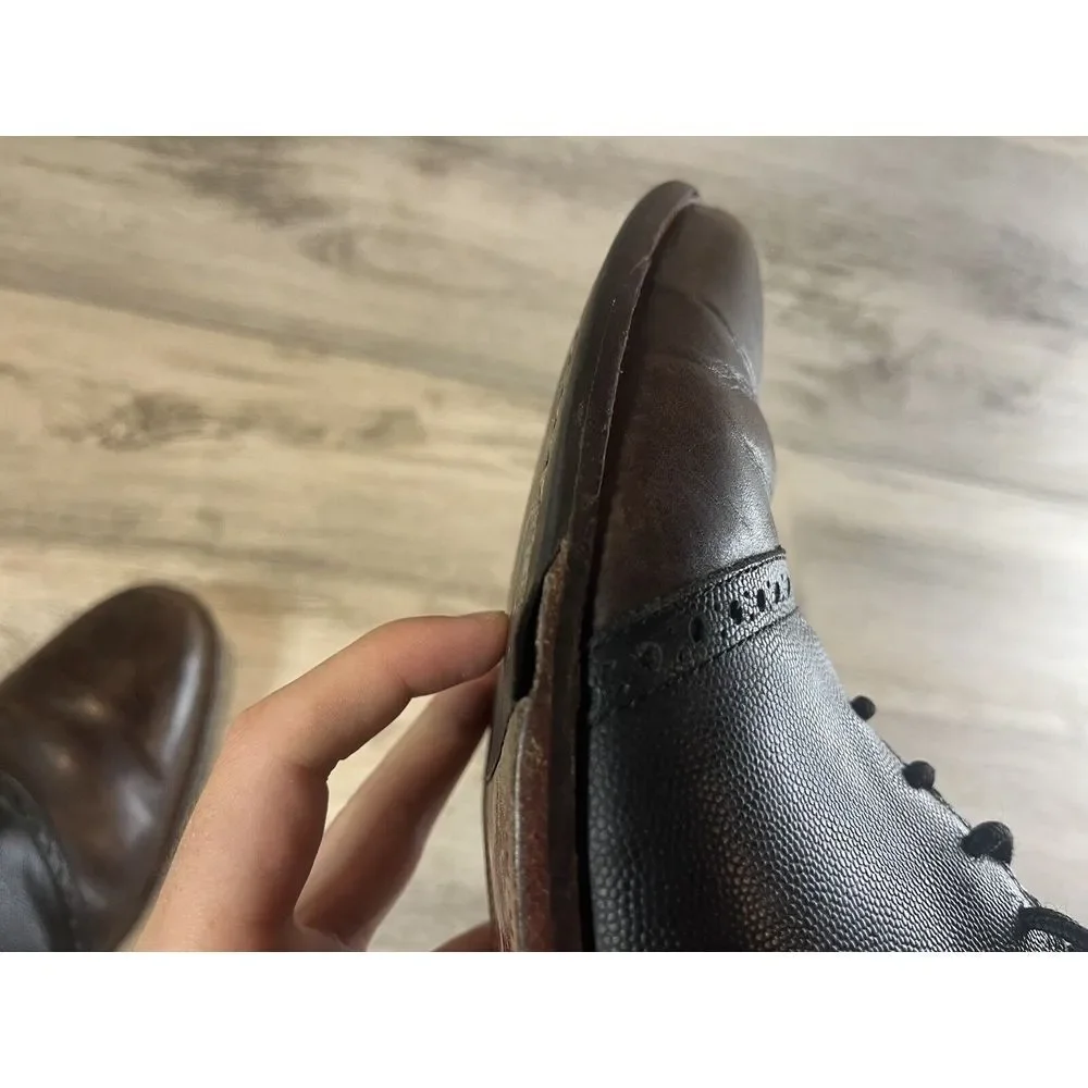 Cole Haan Leather Dress‎ Shoes Two Tone Brown Black C21807 Mens 9.5 Lace Up
